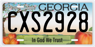 GA license plate CXS2928