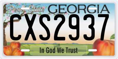 GA license plate CXS2937