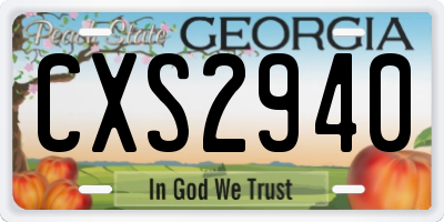 GA license plate CXS2940