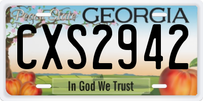 GA license plate CXS2942