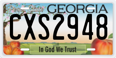 GA license plate CXS2948