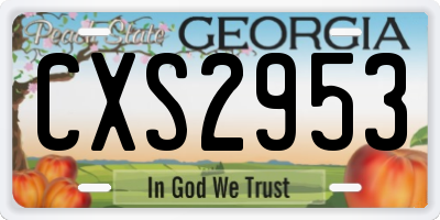 GA license plate CXS2953