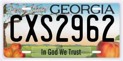 GA license plate CXS2962