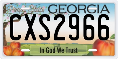 GA license plate CXS2966