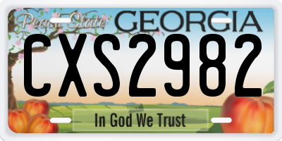 GA license plate CXS2982