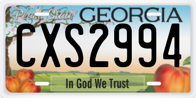 GA license plate CXS2994