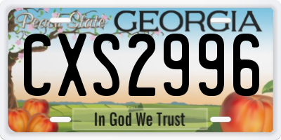 GA license plate CXS2996