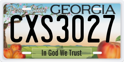 GA license plate CXS3027