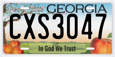 GA license plate CXS3047