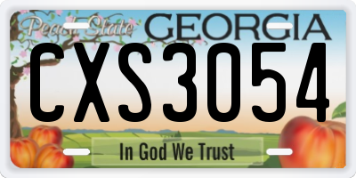 GA license plate CXS3054