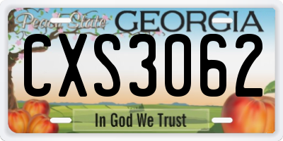 GA license plate CXS3062