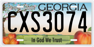 GA license plate CXS3074