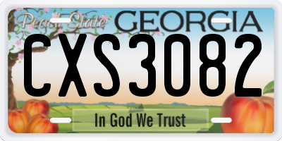 GA license plate CXS3082