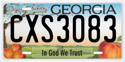 GA license plate CXS3083