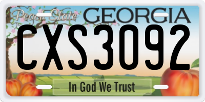 GA license plate CXS3092