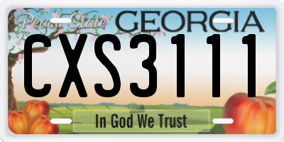 GA license plate CXS3111