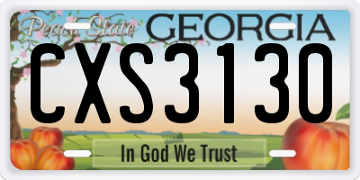 GA license plate CXS3130