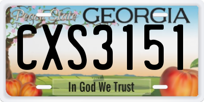 GA license plate CXS3151
