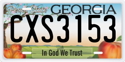 GA license plate CXS3153