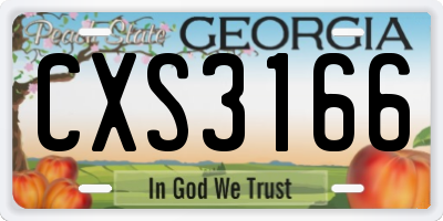 GA license plate CXS3166