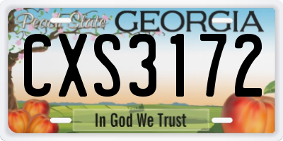 GA license plate CXS3172