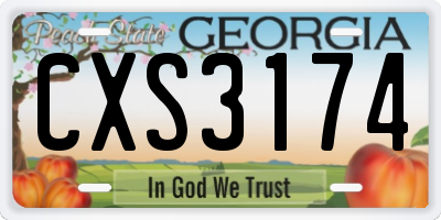 GA license plate CXS3174