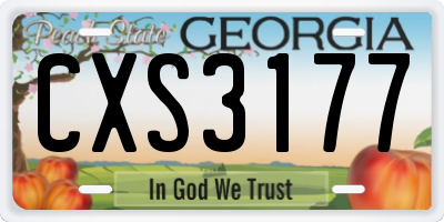 GA license plate CXS3177