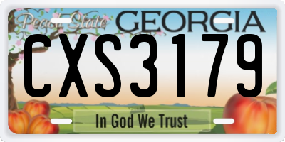 GA license plate CXS3179