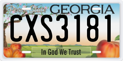 GA license plate CXS3181