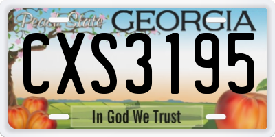 GA license plate CXS3195