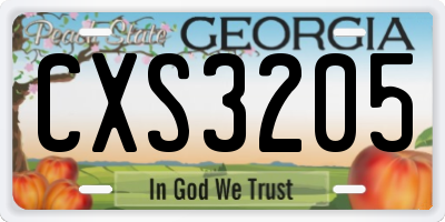GA license plate CXS3205