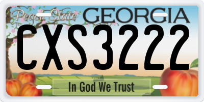 GA license plate CXS3222