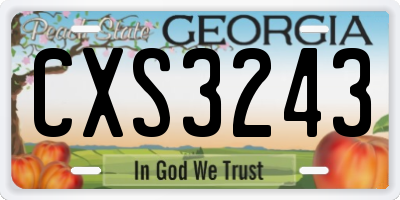 GA license plate CXS3243