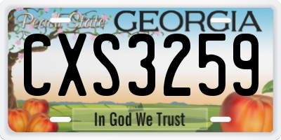 GA license plate CXS3259