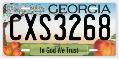 GA license plate CXS3268