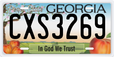 GA license plate CXS3269