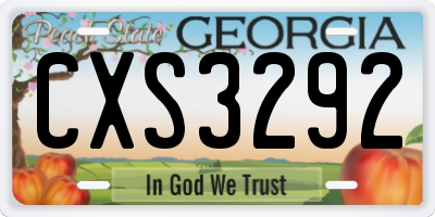 GA license plate CXS3292
