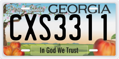GA license plate CXS3311