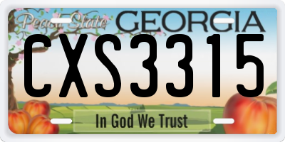 GA license plate CXS3315
