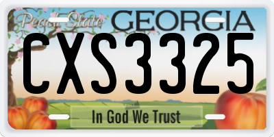 GA license plate CXS3325