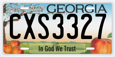 GA license plate CXS3327