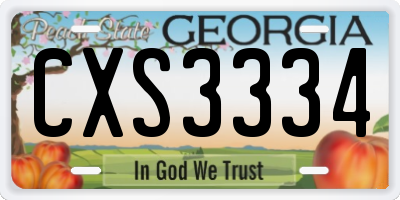 GA license plate CXS3334