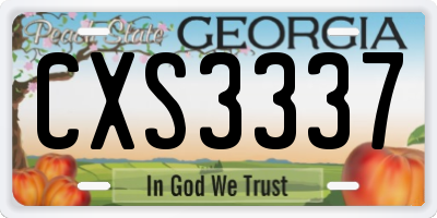 GA license plate CXS3337