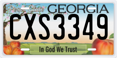GA license plate CXS3349