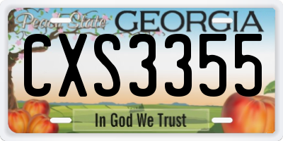 GA license plate CXS3355