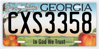 GA license plate CXS3358