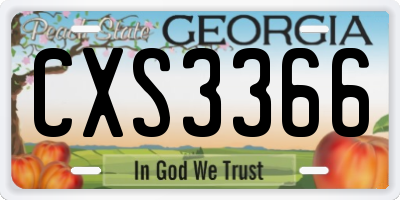 GA license plate CXS3366
