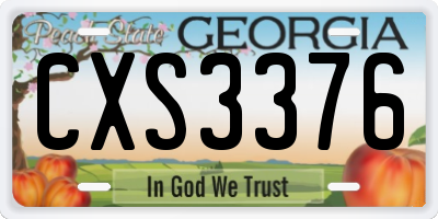 GA license plate CXS3376