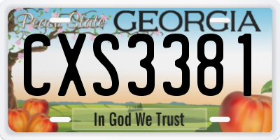 GA license plate CXS3381