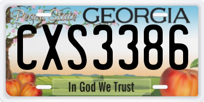 GA license plate CXS3386